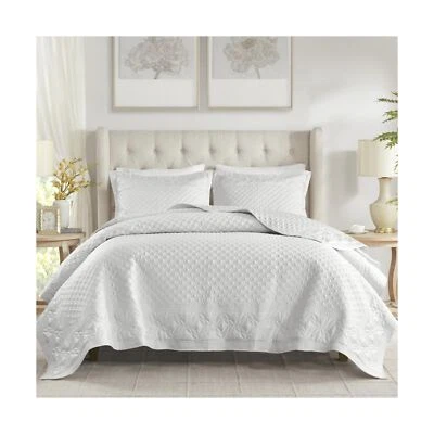 CROSCILL Quilt Set Luxe Ornamental Motif Embroidery Quilting, Oversized Cover... - Image 1 of 4