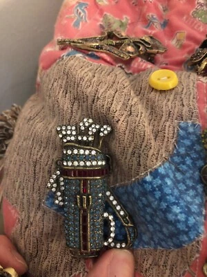 ¡Broche bolsa de golf Heidi Daus rojo y azul! Lindo y caprichoso. Buen estado Foto 1 de 2