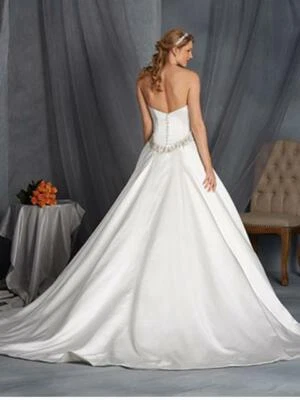 NWT Alfred Angelo 2541 Size 4 Ivory Ballgown Wedding Dress Satin Bling Belt  - Image 1 of 2