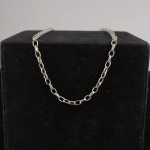 Sterling Silver 925 Cable Chain Necklace Lobster Clasp Unisex Modernist 40cm - Picture 1 of 11