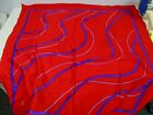 Vintage Giorgio Beverly Hills Signed Rocco Red Cotton Scarf W Purple Swirl 34"