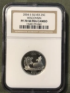 2004 S Silver Proof Wisconsin Quarter NGC PF 70 ULTRA CAMEO - KM# 359a - *16501 - Picture 1 of 4