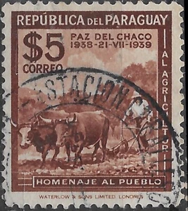 1940 Paraguay #369 PLOWING Cd:STACION. - Picture 1 of 2