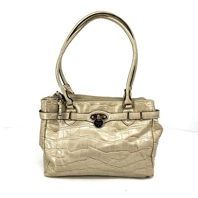 Rosetti Y2K Vtg Croc Embossed Patent Leather Shoulder Bag Handbag Purse Beige - Image 1 of 4