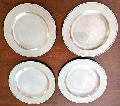 4 placas de cargador de metal York Meatalcrafters chapadas en acero inoxidable de 11"" de colección Foto 1 de 4