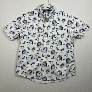 Polo Ralph Lauren da uomo taglia large manica corta hawaiana vestibilità classica blu bianco - Foto 1 di 19