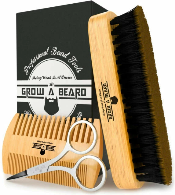 Beard Brush & Comb Set for Men Care Bamboo Grooming Kit Adds Shine & Softness - Image 1 of 1