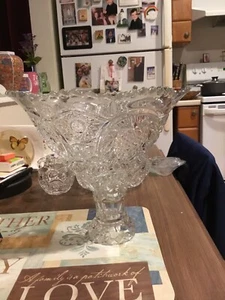 EAPG Punch Bowl Set Iverna By Ripley 1907 pedestal Base & 6 Cups punch bowl - Picture 1 of 15