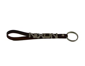 New Nixon Unisex Leather SLIDER Key Chain, One Size, Brown/Silver - Picture 1 of 2