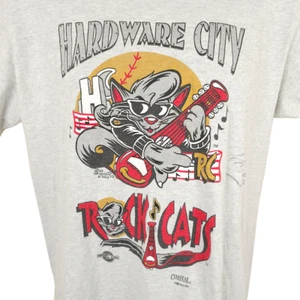 Vintage Hardware City Rock Cats T Shirt Mens Size Medium Gray MiLB Made In USA - Picture 1 of 8