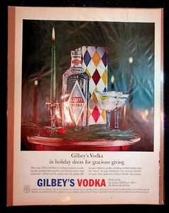 1950s Gilbey's Vodka Holiday Gift Photo Vintage Print Ad - Picture 1 of 1