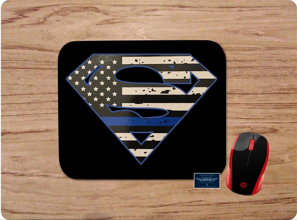 SUPERMAN LOGO THIN BLUE LINE FLAG MOUSEPAD DESK MAT HOME OFFICE GIFT POLICE - Image 1 of 1