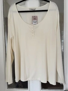 BNWT TU CREAM SCOOP NECK RIBBED COTTON MIX LONG SLEEVED TOP - SIZE 26!! - Picture 1 of 5