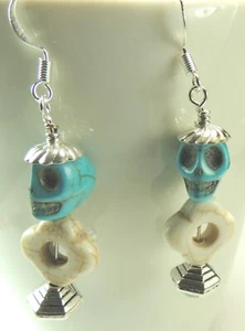 Pendientes Howlita Calavera Turquesa Joyería Hecha a Mano - Imagen 1 de 1
