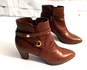 Botín Anne Klein 8,5 M AkChelsey Cuero Marrón iFlex Cremallera Lateral Acento Dorado - Imagen 1 de 7