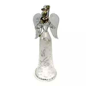 LENOX Joyous Tidings 6" NOEL ANGEL Christmas Ornament Clear Frosted Glass Love - Picture 1 of 15
