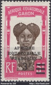 GABON FEMME BANTOU 3Fr SUR 5Fr ROSE LILAS ET BRUN N°113 NEUF * AVEC CHARNIERE - Picture 1 of 2
