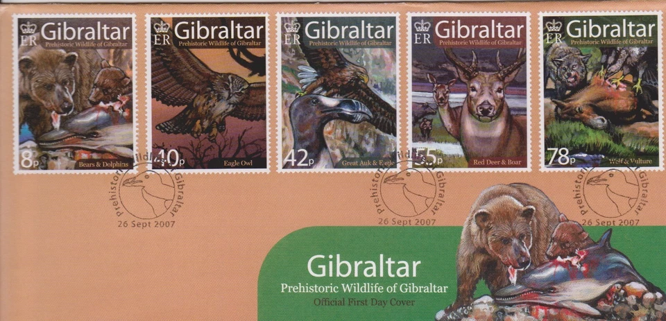 GB - GIBRALTAR 2007 Prehistoric Wildlife SG 1220-1224 FDC BIRDS NATURE ANNIMALS - Image 1 of 1