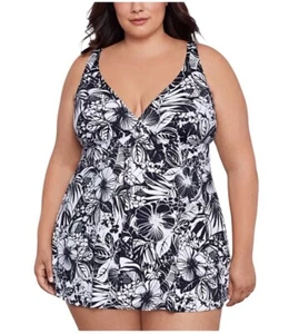 Swim Solutions Support Control Size 22W Swim Dress Black White NWT $122 - Picture 1 of 16