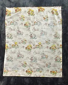 Vintage fabric mushroom woodland deer rabbits fairy tale 1960s 35" x 30" - Picture 1 of 6