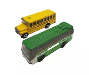 Matchbox City Line Ikarus Coach & School District 2 Die Cast Models 1985-86 - Picture 1 of 11