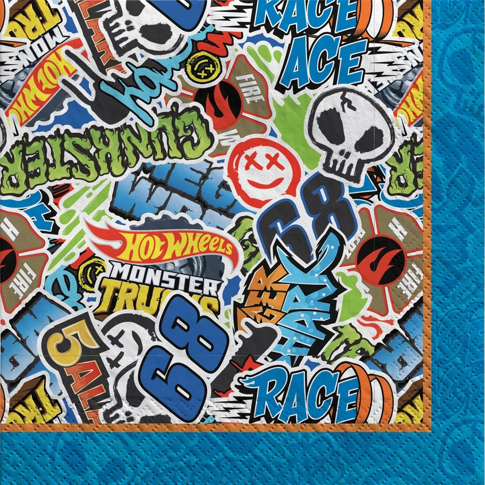 Hot Wheels Monster Truck Toy Car Kids Birthday Party Paper Beverage Napkins - Image 1 of 1