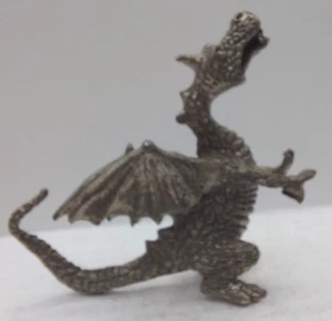 Dragón de peltre de pie sobre 2 patas (como él piensa que es gente) 2" x 2,25" - Imagen 1 de 4