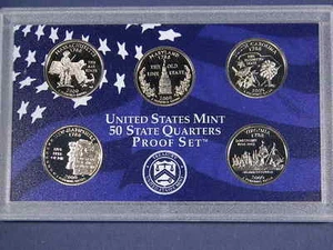 2000 S US Mint 50 State Quarters Proof 5 coin Set COA  - Picture 1 of 3