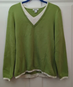 Hampshire Studio großer grüner Langarmpullover weicher Stoff V-Ausschnitt - Bild 1 von 22