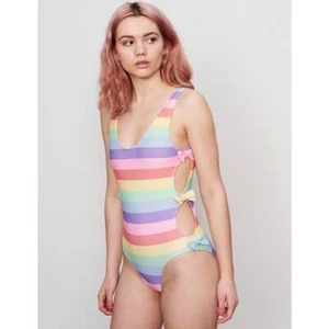 Lazy Oaf Rainbows Swimsuit One Piece Side Cut Out Size XS - Picture 1 of 9