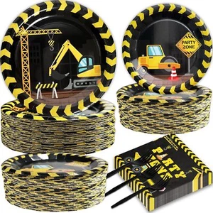 Construction Party Tableware 192PCS Dump Truck Birthday Supplies Serves 50 - Picture 1 of 7