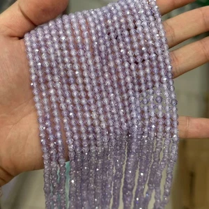 Cuentas de circón púrpura claro facetadas facetadas micro redondas naturales de 2/3/4 mm para hacer joyas - Imagen 1 de 7