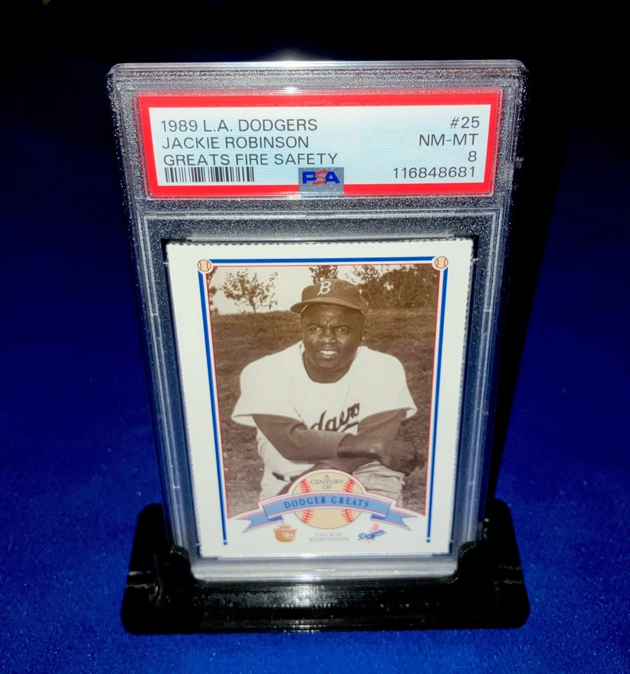 Cartão Dodgers HOF Jackie Robinson PSA 8 POP2 com 0^ Raro v 1948 Leaf Rookie RC 1989 - Imagem 1 de 4