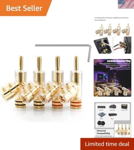 4 Stück Bananenclips Stecker Bananenstecker für Lautsprecherkabel vergoldet Schraublok - Bild 1 von 10