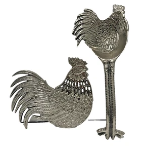 HUHN HENNE METALL Untersetzer & Löffel Rest Bauernhaus Küche Wandbehang 2er Set - Bild 1 von 11