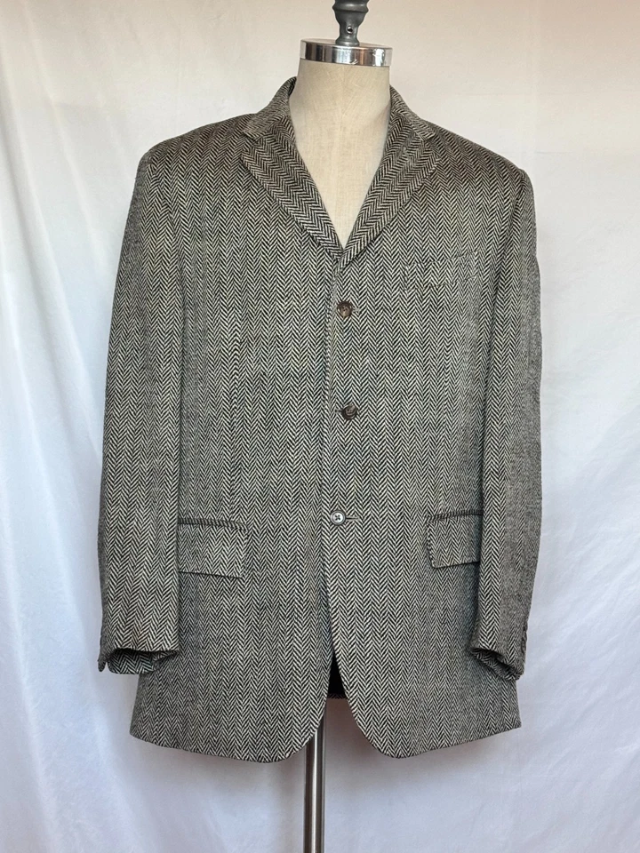 $1195 POLO Ralph Lauren Hombres Italia Lino Seda Espiga Abrigo Deportivo 44 R Foto 1 de 4