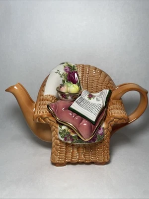 Royal Albert Old Country Roses Teapot Paul Cardew Decorative Only Wicker Chair - Image 1 of 4