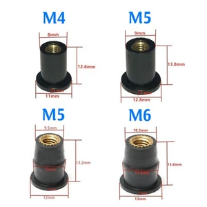 M4 M5 M6 Rubber Well Nuts Wellnuts for Motorcycle Windshield Fairing & Screen - Picture 1 of 8