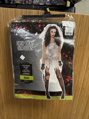 Fantasia linda Drop Dead - Vestido e véu de festa de Halloween adulto tamanho S - Imagem 1 de 2