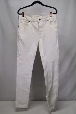 Pantalones de mezclilla Balmain Paris para hombre blancos cónicos bolsillo grande B talla 30 motociclista Foto 1 de 4