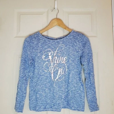 El lugar infantil grande 10-12 niñas manga larga azul fino suéter Foto 1 de 4