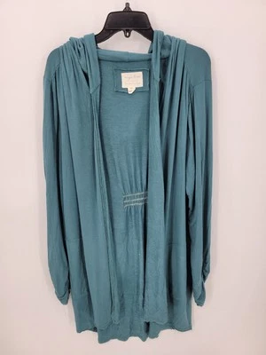 Cárdigan Evy's Tree para mujer XL azul frente abierto costero con capucha boho tejido playero Foto 1 de 4
