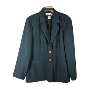 J.G. Hook Women's Vintage Green 2 Button Closure Lightweight Blazer Sz 14 Lined - Picture 1 of 9