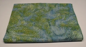 Batik Cotton fabric piece 34" x 44" BLUE GREEN dots swirl mottled watercolor - Picture 1 of 1