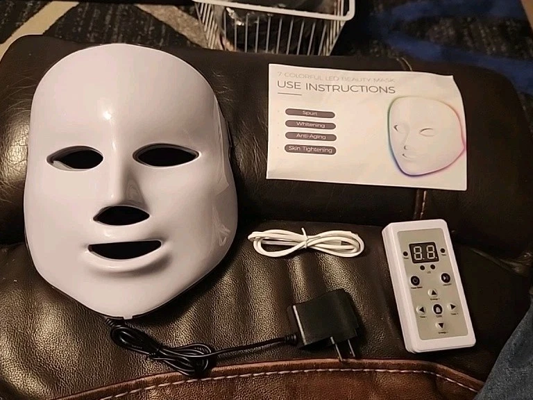 7 Colors LED Light Photon Therapy Face Neck Mask for Facial Skin Care Wrinkles - Image 1 of 1