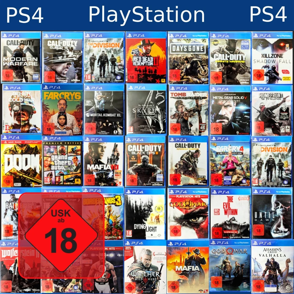 PS4 Spiele ab 18 – Auswahl – USK 18 – Guter Zustand – nur 1x Versandkosten - Bild 1 von 1