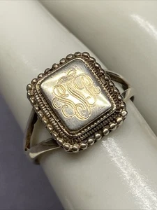 Vintage Antique Sterling Silver 925 Monogrammed "STR" Women's Band Ring Size 7 - Picture 1 of 9