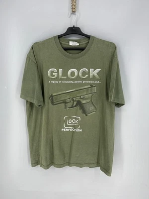 Camiseta Gráfica Glock Vintage Verde 100% Algodón Manga Corta Talla XL Desteñida Foto 1 de 4