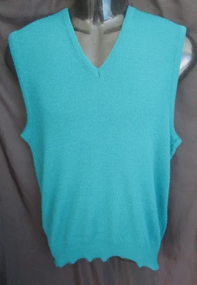 Vintage Puritan Mens Medium Sweater Green Orlon Acrylic V Neck - Image 1 of 4