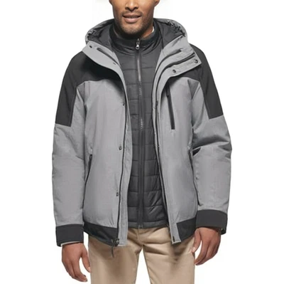 Club Room 3-in-1 Hooded Jacket Men's XL Black/Gray Heather Snap Zip Closure L/S - Image 1 of 4